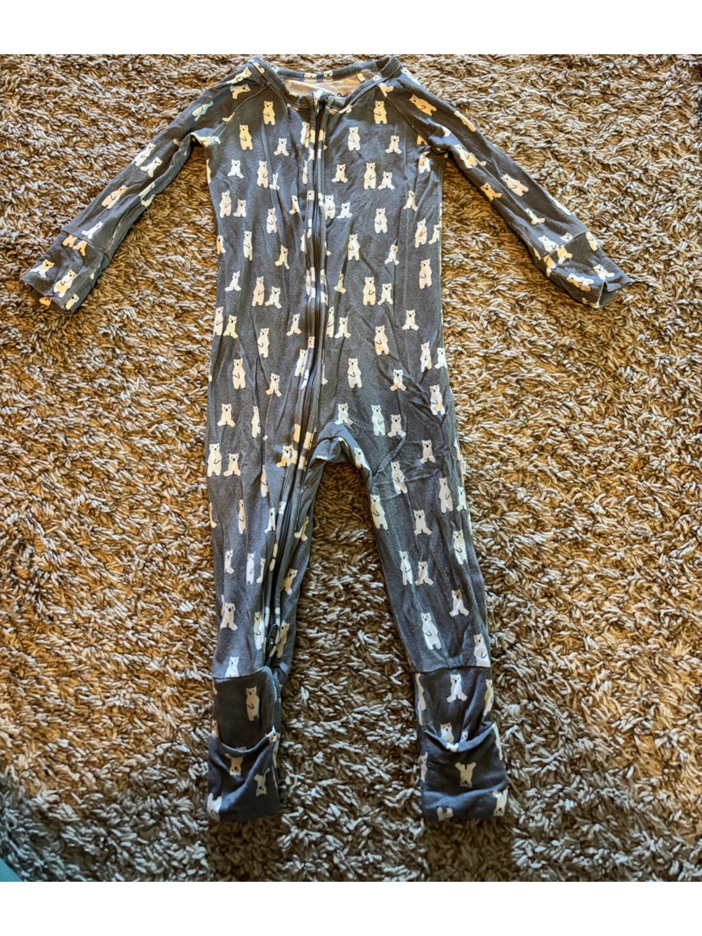 Brave little ones bamboo Baby Footed Zipper Pajamas with Bear Print